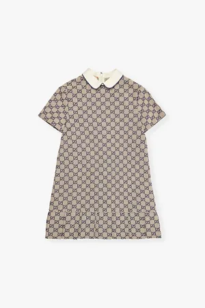 Gucci Monogram-pattern Short-sleeved Cotton-blend Dress 4-12 Years