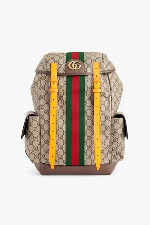 Gucci Monogram-print Web-stripe Coated-canvas Backpack