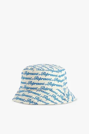 Represent Logo Text-embroidered Cotton-twill Bucket Hat