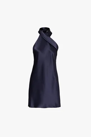 GALVAN Pandora Halterneck Woven-blend Mini Dress