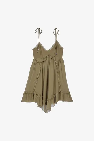 The Kooples Ruffled Empire-waist Silk Mini Dress