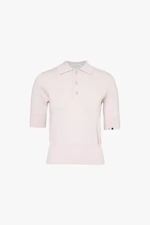 EXTREME CASHMERE Short-sleeved Knitted Cotton and Cashmere Polo Shirt