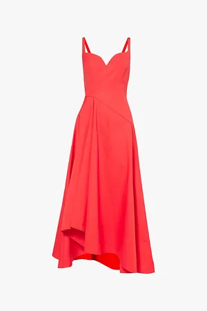 Alexander McQueen Sweetheart-neck Asymmetric-hem Cotton Midi Dress