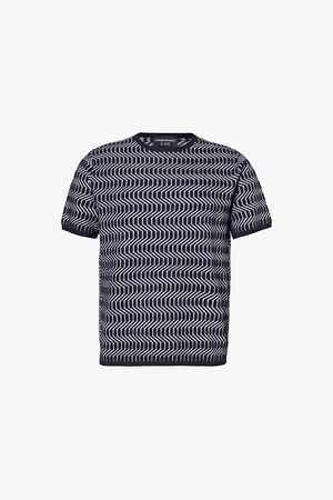 Emporio Armani Jacquard-pattern Short-sleeved Wool Knitted T-shirt