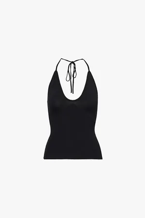 EXTREME CASHMERE Slim-fit Halterneck Stretch-cotton-blend Top