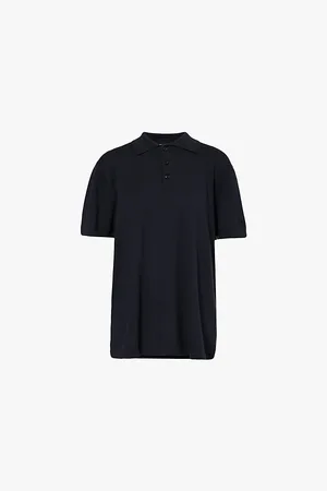 EXTREME CASHMERE Short-sleeved Knitted Cotton and Cashmere Polo Shirt