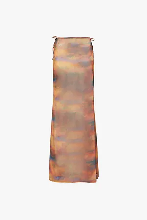 Gracejacob Stormi Abstract-print Chiffon Maxi Skirt