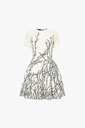 Alexander McQueen Abstract-pattern Flared-hem Knitted Mini Dress