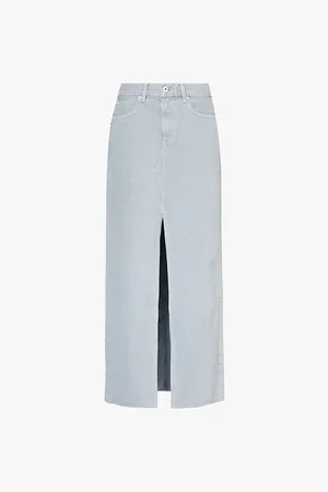 SLVRLAKE High-rise Split-hem Denim Midi Skirt