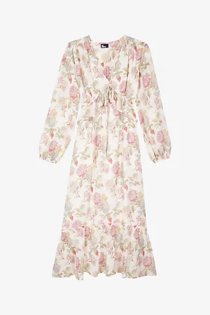 The Kooples Ruffle-trim Floral-print Silk Maxi Dress