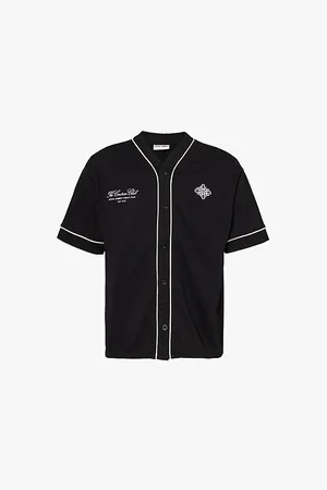 The Couture Club Brand-embroidered Contrast-piping Cotton-blend Jersey Shirt