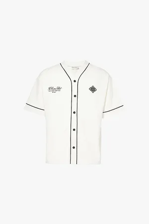 The Couture Club Brand-embroidered Contrast-piping Cotton-blend Jersey Shirt