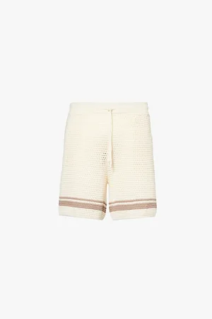 The Couture Club Stripe-hem Relaxed-fit Cotton Crochet-knit Shorts