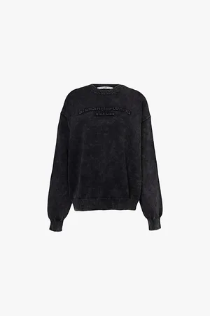 Alexander Wang Brand-intarsia Oversized-fit Cotton-knit Jumper