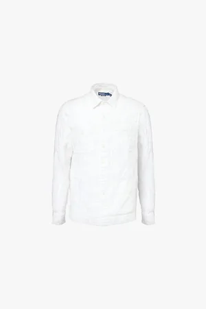 Ralph Lauren Patchwork-pattern Long-sleeved Cotton-linen Blend Shirt