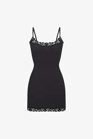 SKIMS Fits Everybody Lace-trim Stretch-woven Mini Dress