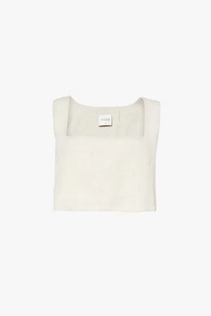POSSE Alice Cropped Linen Top