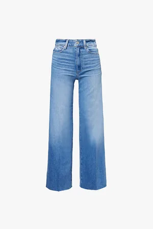Paige Anessa Raw-cuff Straight-leg Stretch-denim Blend Jeans