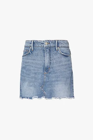 GOOD AMERICAN Uniform Raw-hem Stretch-denim Mini Skirt