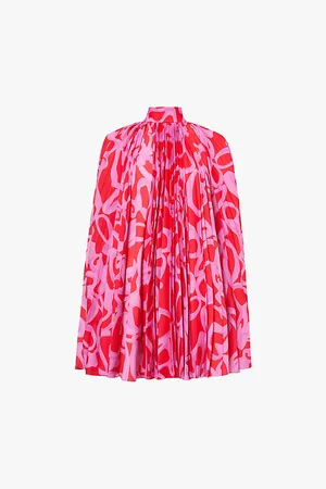 Gucci Graphic-pattern Pleated Crepe Mini Dress