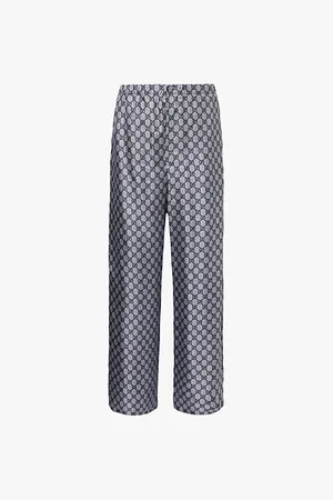 Gucci Supreme Branded-pattern Wide-leg Silk Trousers