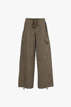 GOOD AMERICAN Parachute Flap-pocket Wide-leg High-rise Cotton-poplin Trousers