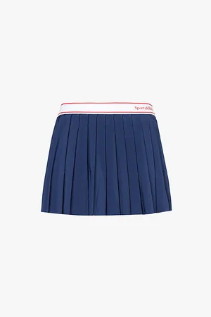 Sporty & Rich Branded-waist Pleated Stretch-woven Mini Skort