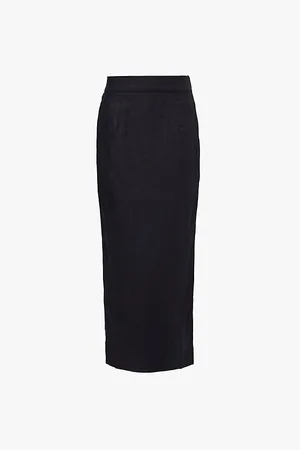 POSSE Emma High-waisted Linen Midi Skirt