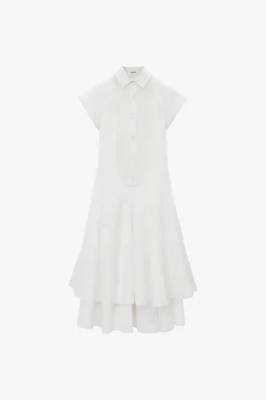 Loewe Double-layer Pleated-skirt Cotton Midi Dress