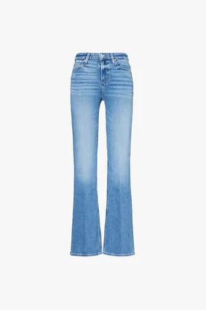Paige Laurel Canyon Faded-wash Flared High-rise Stretch-denim Blend Jeans