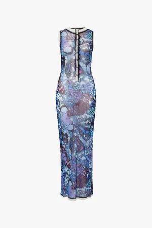 Jean Paul Gaultier Butterfly Graphic-print Stretch-mesh Maxi Dress