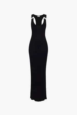 Jean Paul Gaultier Clip-embellished Scoop-neck Cotton-jersey Maxi Dress