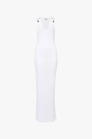Jean Paul Gaultier Clip-embellished Scoop-neck Cotton-jersey Maxi Dress