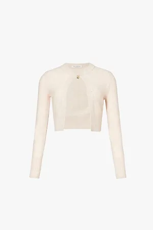 Serafini Charm-embellished Cropped Stretch-woven Blend Cardigan