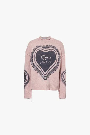 Acne Studios Heart-print Knitted Wool-blend Jumper