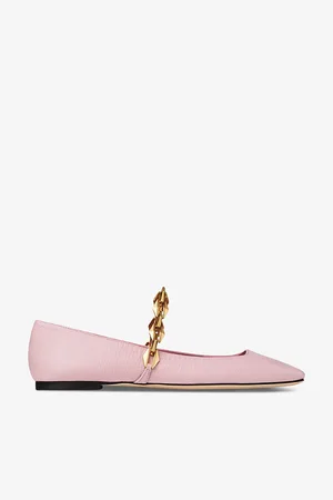 Jimmy Choo Tilda Chain-strap Grained-leather Flat Pumps