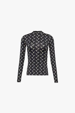 Marine Serre Moon-print High-neck Recycled Stretch-jersey Top