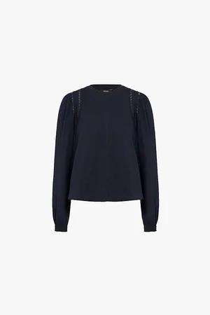 ME AND EM Long-sleeved Lace-insert Cotton-jersey Top
