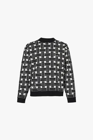 Kenzo Brand-embroidered Geometric-pattern Cotton-blend Knitted Jumper