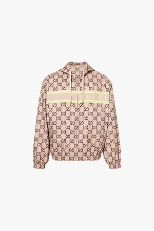 Gucci Brand-print Monogram-pattern Hooded Shell Jacket