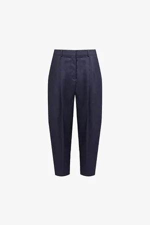 Stella McCartney Pleated Cropped High-rise Wool Trousers