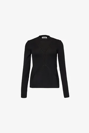 Jil Sander Crochet-panel Round-neck Wool and Cotton Jumper
