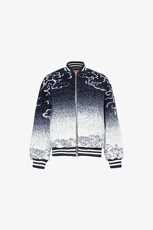Kenzo Cloud-pattern Striped-trim Fleece Jacket