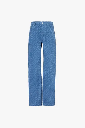 Bottega Veneta Lea Intrecciato Straight-leg Mid-rise Leather Trousers