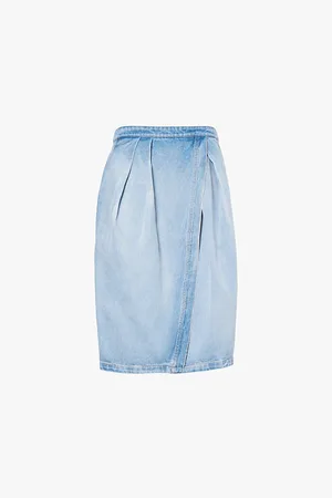DRIES VAN NOTEN Solade Faded-wash Denim Midi Skirt