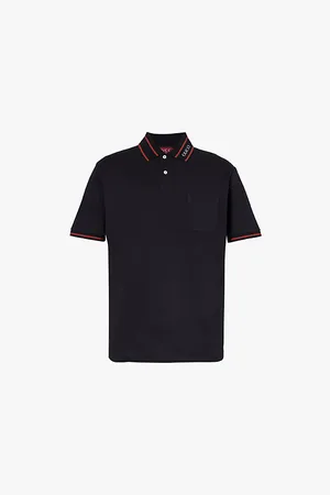 Gucci Branded-collar Striped-trim Stretch-cotton Polo Shirt