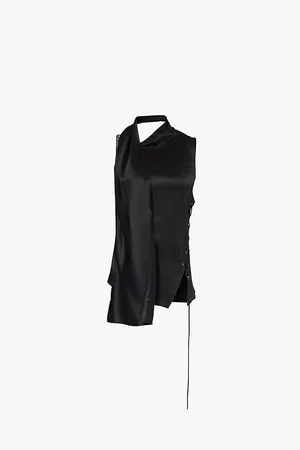 Acne Studios Draped-front Lace-up Satin Top