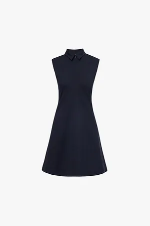 ME AND EM Cap-sleeved Flared-skirt Ponte-jersey Mini Dress