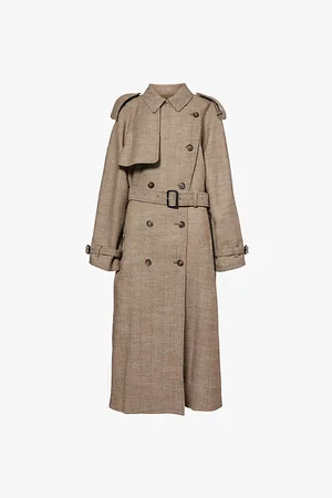 Stella McCartney Herringbone-pattern Relaxed-fit Wool-blend Trench Coat