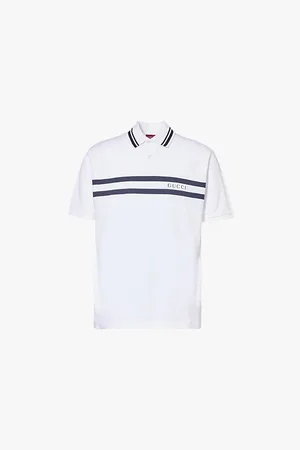 Gucci Brand-print Striped-trim Stretch-cotton Polo Shirt